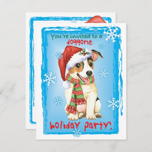 KerstJack Russell Terrier Uitnodiging (Voorkant / Achterkant)