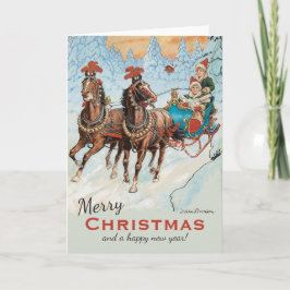 KerstJenny Nyström CC0933 Kinderen in slee Feestdagen Kaart