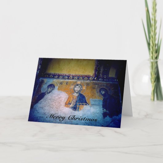 kerstjesmuurschildering feestdagen kaart (Voorkant)