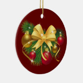 Kerstjingle Bell Keramisch Ornament (Rechts)