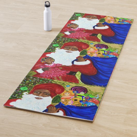 Kerstjoga Mats - Black Santa Claus Art Yogamat (In situ)