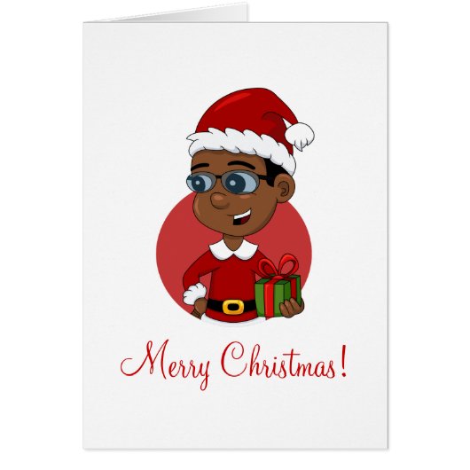 Kerstjongen cartoon Holiday Card (Voorkant)