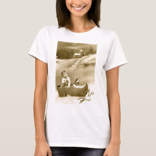 Kerstjongen, kruid en maretak t-shirt