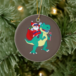 kerstjongens Dinosaur Santa T Rex Xmas Dino Love Keramisch Ornament