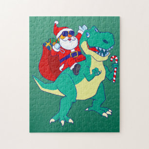 kerstjongens Dinosaur Santa T Rex Xmas Dino Love Legpuzzel