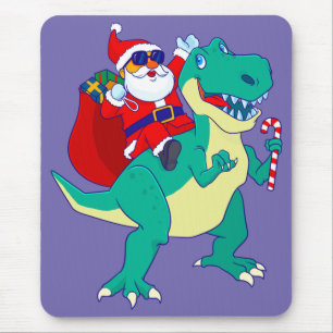 kerstjongens Dinosaur Santa T Rex Xmas Dino Love Muismat