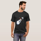 Kerstjongens Mannen Xmas Goalkeeper Soccer Snowman T-shirt (Voorkant volledig)
