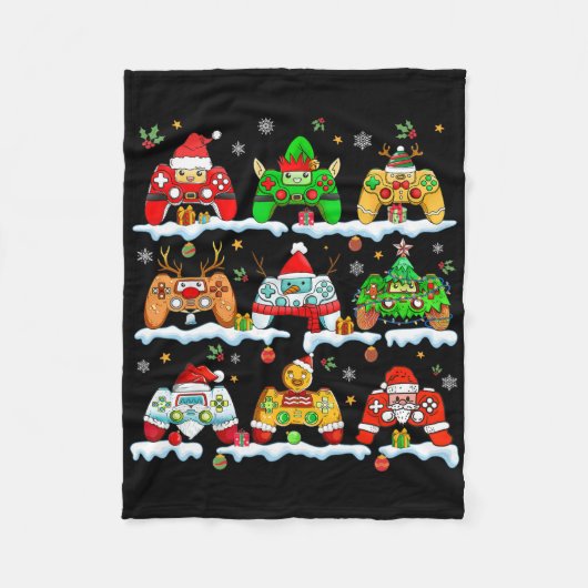 Kerstjongens Santa-elf Sneeuwman Gamecontroller Fleece Deken (Voorkant)