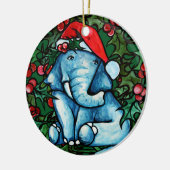 Kerstjongetje met Holly Keramisch Ornament (Links)