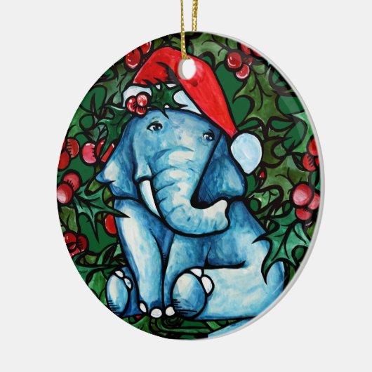 Kerstjongetje met Holly Keramisch Ornament (Links)