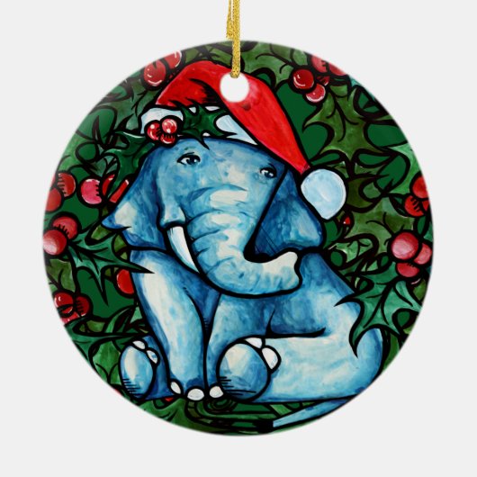 Kerstjongetje met Holly Keramisch Ornament (Achterkant)