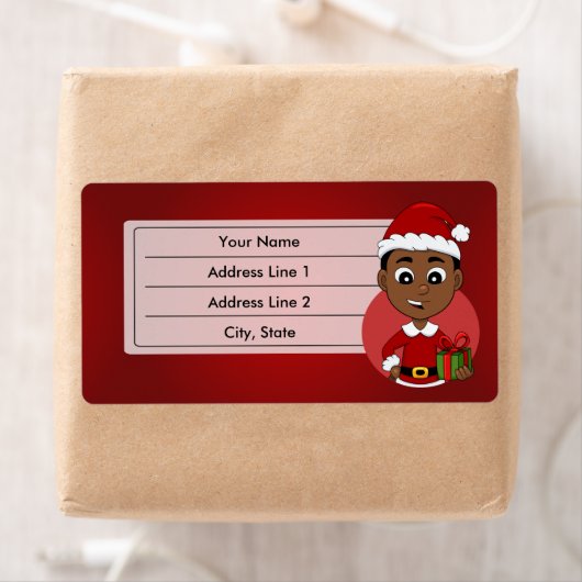 Kerstjongetlabel cartoon etiket (Insitu)