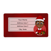 Kerstjongetlabel cartoon etiket (Voorkant)