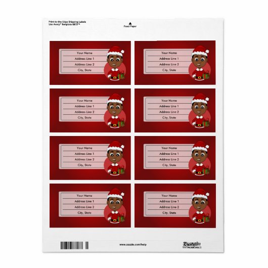 Kerstjongetlabel cartoon etiket (Full Sheet)