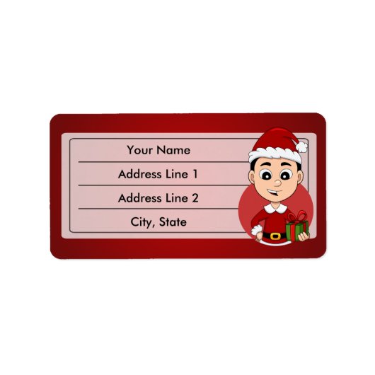 Kerstjongetlabel cartoon etiket (Voorkant)