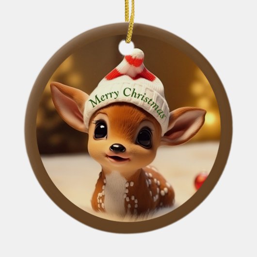 Kerstjonghert Keramisch Ornament (Voorkant)