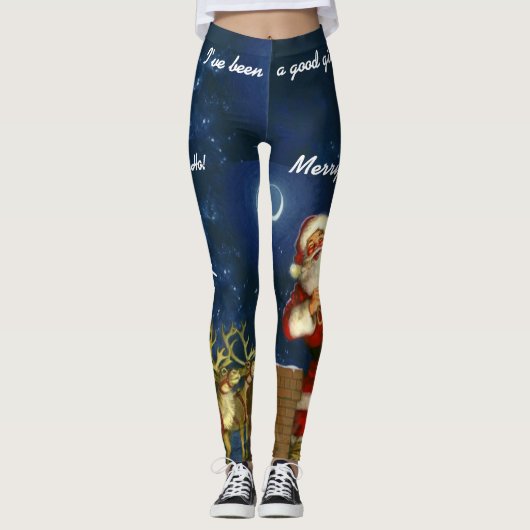 KerstJouw naam Leggings Santa Jogging Pants (Voorkant)