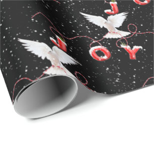 Kerstjoy Dove en Snowflakes Cadeaupapier