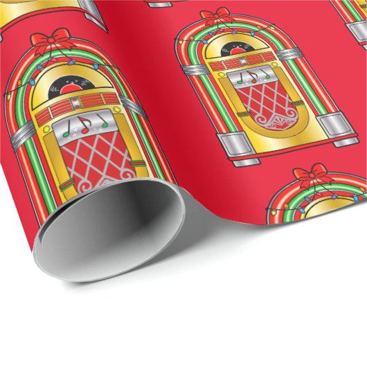 kerstjukebox cadeaupapier (Rol Hoek)