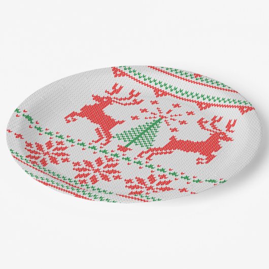 kerstjumperstijl breipatroon papieren bordje (Gekanteld)