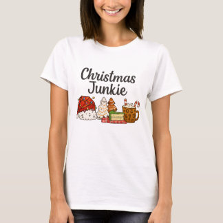 Kerstjunkie Dessert Print | Gezellig Xmas grafisch T-shirt