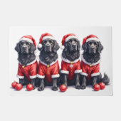 Kerstjurk voor Newfoundlander met kerstmuts Deurmat (Voorkant)