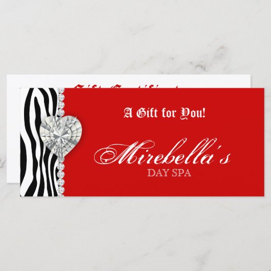 kerstjuwelen cadeaubon Zebra Rood (Voorkant / Achterkant)