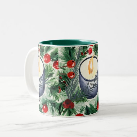 kerstkaarde tweekleurige koffiemok (Voorkant links)