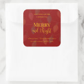 Kerstkaars Bewerkbaar | Merry & Bright Vierkante Sticker (Tas)