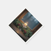 Kerstkaars bij het venster van de boerderij servet (Hoek)