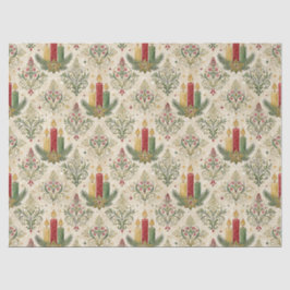 Kerstkaars Damast Patroon Naadloos Vintage Tissuepapier