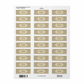 Kerstkaars Damast Patroon op Maat Etiket (Full Sheet)