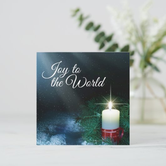 Kerstkaars en  familiefoto feestdagenkaart (Staand voorkant)