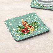 Kerstkaars en sneeuwvlokken bier onderzetter (Linkerzijde)