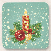 Kerstkaars en sneeuwvlokken bier onderzetter (Voorkant)