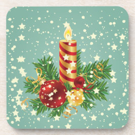 Kerstkaars en sneeuwvlokken bier onderzetter