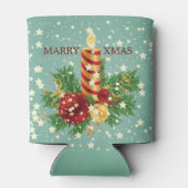 Kerstkaars en sneeuwvlokken blikjeskoeler (Achterkant)