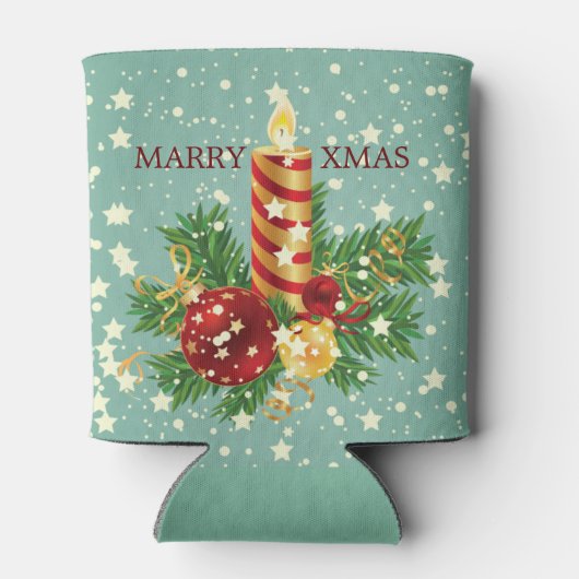 Kerstkaars en sneeuwvlokken blikjeskoeler (Achterkant)