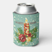 Kerstkaars en sneeuwvlokken blikjeskoeler (Blikje Achterkant)