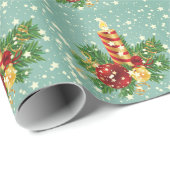 Kerstkaars en sneeuwvlokken cadeaupapier (Rol Hoek)