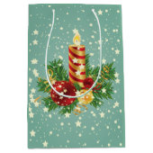 Kerstkaars en sneeuwvlokken medium cadeauzakje (Voorkant)