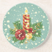 Kerstkaars en sneeuwvlokken zandsteen onderzetter (Voorkant)