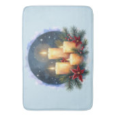 Kerstkaars gloed met poinsettia's badmat (Voorkant Verticaal)