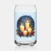 Kerstkaars gloed met poinsettia's blikvorm glas (Achterkant)