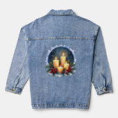 Kerstkaars gloed met poinsettia's denim jacket (Achterkant)