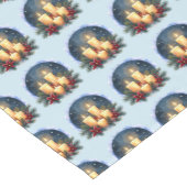 Kerstkaars gloed met poinsettia's korte tafelloper (Hoek)