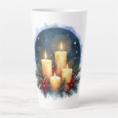 Kerstkaars gloed met poinsettia's latte mok (Voorkant)