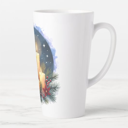 Kerstkaars gloed met poinsettia's latte mok (Rechts)