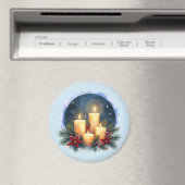 Kerstkaars gloed met poinsettia's magneet (Insitu (Vaatwasser))