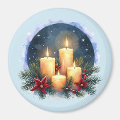 Kerstkaars gloed met poinsettia's magneet (Voorkant)